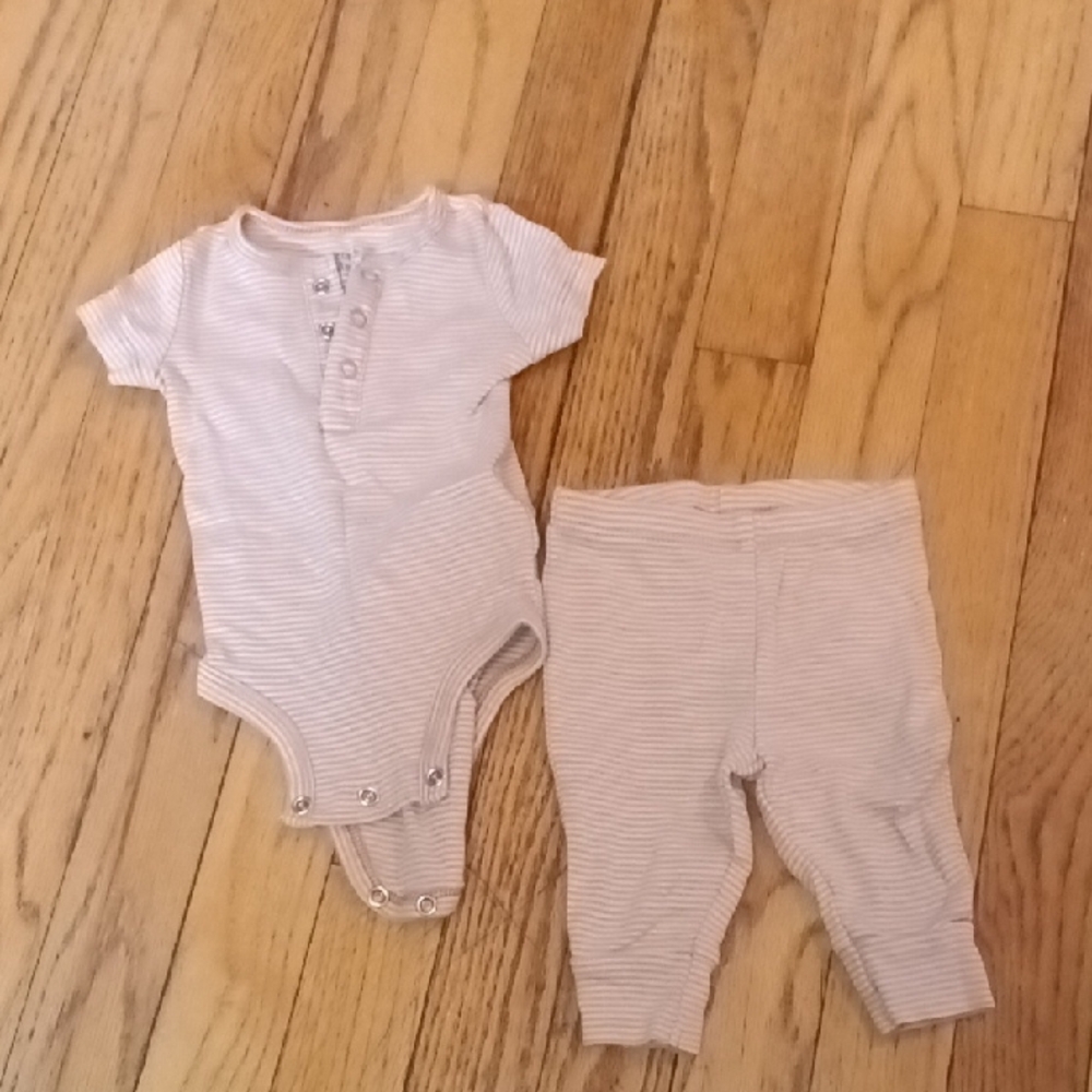 Carter's Beige Striped Baby Onesie Set
